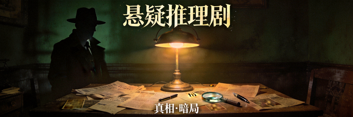 悬疑推理剧封面，神秘侦探场景