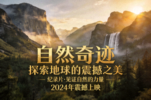 自然奇迹纪录片海报，壮观自然景观